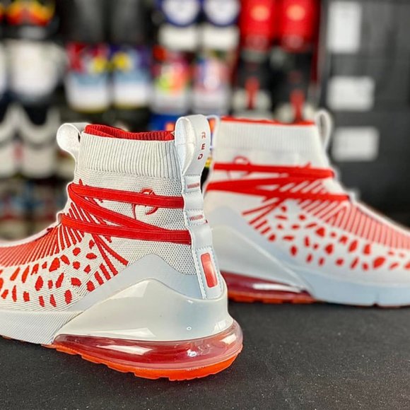 Light Gray & Red Knit Unisex Sneakers (ROCKDEEP RED WINTER)(Men's Listing) - Picture 3 of 5